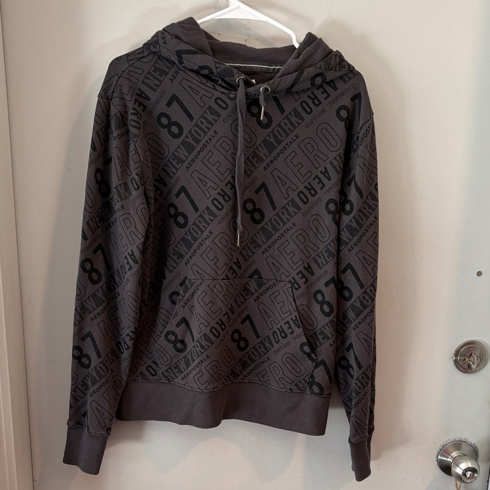 Aeropostale Charcoal Hoodie with Black Graphics